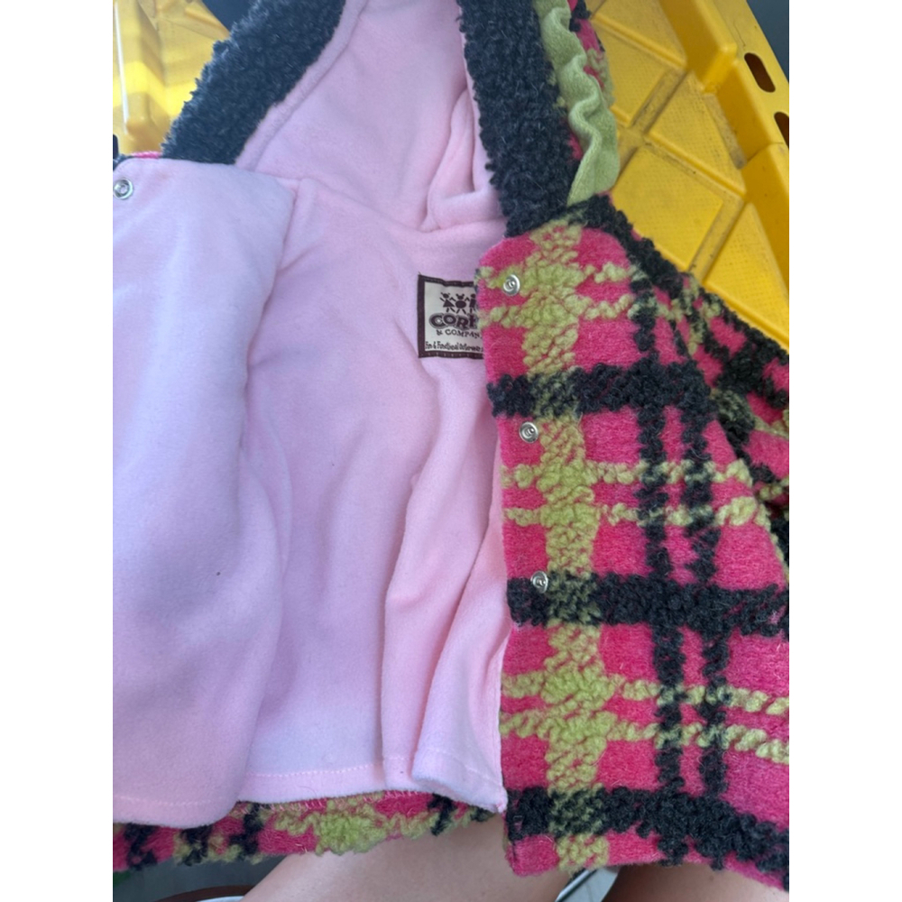 Kids Corky Plaid Fleece Jacket Pink/Green Size 0/3 m